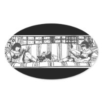 Reading with Dolly Oval Stickers