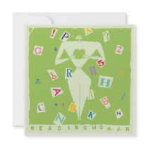 Reading Woman Invitation