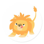 Ready to spring Cartoon Lion round sticker