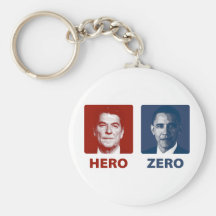 Reagan or Obama? Hero or Zero Key Chain