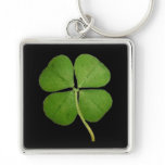 Real 4 Leaf Clover Shamrock Black Key Chains