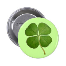 Real 4 Leaf Clover Shamrock Pinback Button