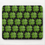 Real 4 Leaf Clover Shamrocks Black Mouse Pad