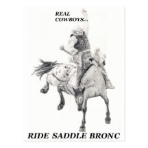 Real Cowboys Ride Saddle Bronc Post Cards