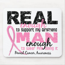 Real Enough Man Enough Girlfriend 2 Breast Cancer Mouse Mats