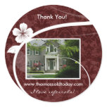 Real Estate Home Sticker Thank You Red Damask