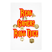 Real Gamers Roll Dice Stationery Design