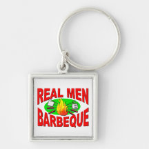 Real Men Barbeque. Funny Design for The BBQ King. Keychain