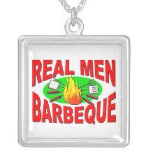 Real Men Barbeque. Funny Design for The BBQ King. Necklaces