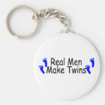 Real Men Make Twins Blue Footprints Keychain