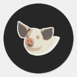 realistic baby pig round sticker