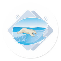 realistic polar bear fishing stickers
