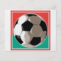realistic soccer ball red and green background flyer