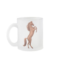 Rearing Chestnut Horse Frosted Glass Mug