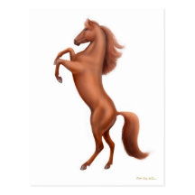 Rearing Chestnut Horse Postcard