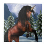 Rearing Chestnut Unicorn Tile or Trivet