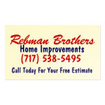 Rebman Brothers, Home Improvements, (717) 538-5... business cards