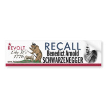 Recall Benedict Arnold-1776 Revolt Bumper Sticker