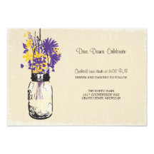 Reception Card Mason Jar and Fireflies Custom Invitations