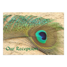 RECEPTION CARDS PEACOCK FEATHER PERSONALISED ANNOUNCEMENTS