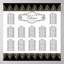 Reception Table Seating Chart Baroque Swirl Silver Posters
