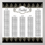 Reception Table Seating Chart Baroque Swirl Silver Print