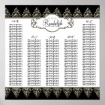 Reception Table Seating Chart Baroque Swirl Silver Print