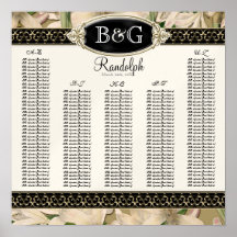 Reception Table Seating Chart Baroque Vintage Lily Posters