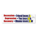 Recession, Depression or Recovery? bumper stickers
