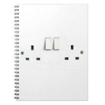 Recharge ! Funny Photo of UK Electrical Outlet Spiral Note Books