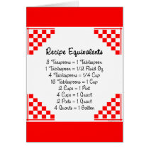 Recipe Equivalents Kitchen Helper Card