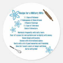 Recipe For A Military Wife Sticker