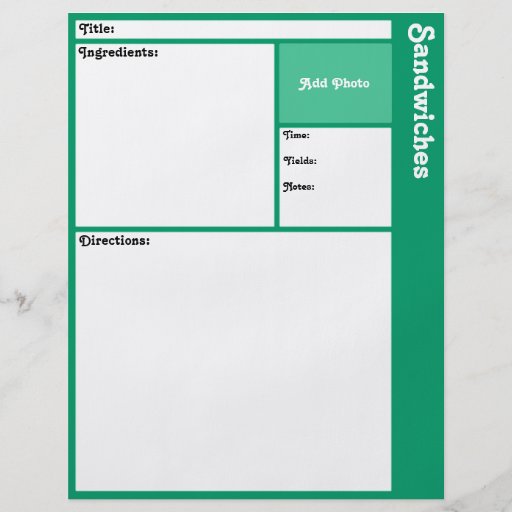 Recipe Page (Teal) Full Color Flyer