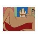 Reclining Nude, Dachshund Matisse Style postcards