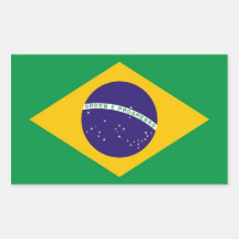 Rectangle sticker with Flag of Brazil