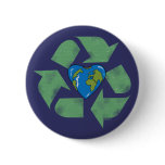 Recycle Earth Heart Button
