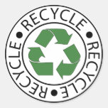 Recycle Green Centre Logo Round Stickers