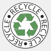 Recycle Green Centre Logo Round Stickers
