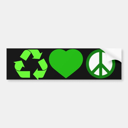 Recycle Love and Peace Bumper Sticker