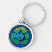 RECYCLE OUR PLANET Keychain, Zipper-Pull, ID Tag