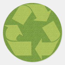 Recycle Symbol Grass Round Sticker
