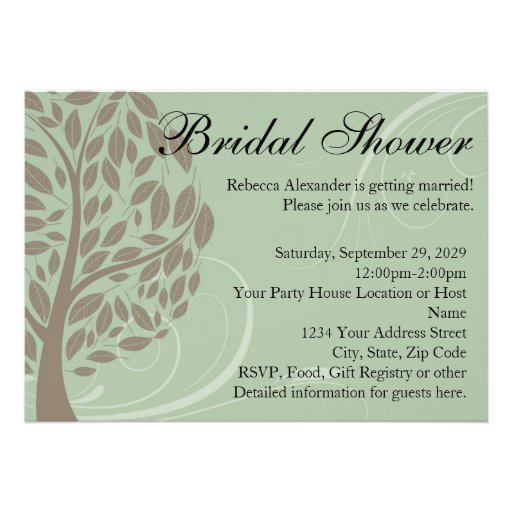 Recycled Green Eco Tree Bridal Shower Invitations