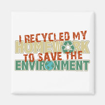 Recycled Homework Fridge Magnet