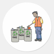 Recycling Bins Round Sticker