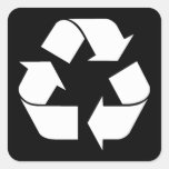Recycling Symbol - White (For Black Backgrounds) Square Sticker