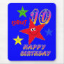Red 10th Birthday Star Mouse Pad