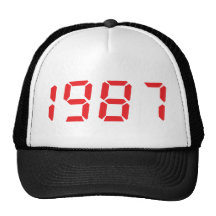 red 1987 icon trucker hats
