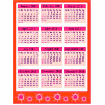 Red 2011 Year at a Glance Calendar Photo Sculpture