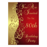 Red 80th Birthday Party Personalised Invitation