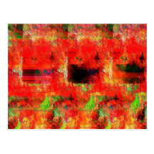 Red Abstract Landscape Post Card